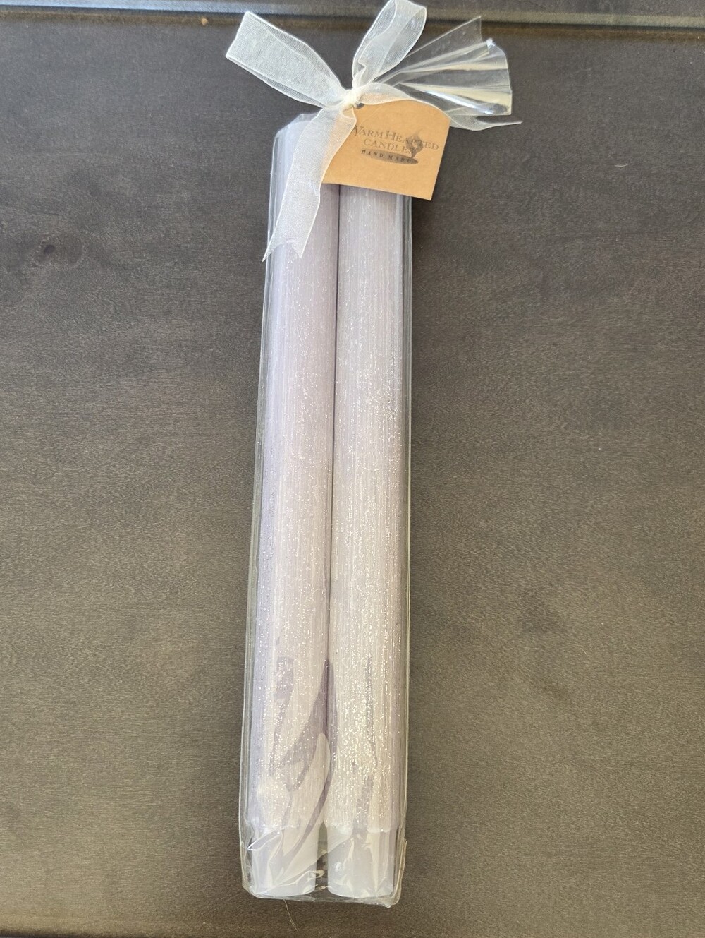 WarmHearted Candles Silver Glitter Taper Candle Set 10" Holiday Hostess Gift NWT